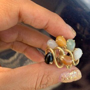 14K Yellow Gold Women's Multi Color Cluster ring